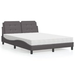 Gossi pat cu saltea, gri, 120x200 cm, piele ecologica