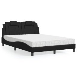 Gossi pat cu saltea, negru, 120x200 cm, piele ecologica