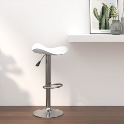 Gossi scaun de bar, alb, otel cromat si piele artificiala