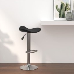 Gossi scaun de bar, negru, otel cromat si piele ecologica