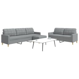 Gossi set canapele cu taburet, 3 piese, gri deschis, textil