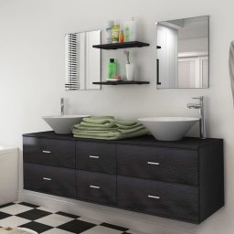 Gossi set de mobilier de baie cu 7 piese si chiuvete incluse, negru