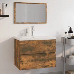 Gossi set de mobilier de baie, stejar fumuriu, lemn prelucrat