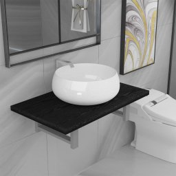 Gossi set mobilier de baie, 2 piese, negru, ceramica