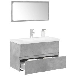 Gossi set mobilier de baie, 3 piese, gri beton, lemn compozit