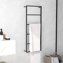 Gossi suport de prosoape, negru, 45x10x115 cm, otel