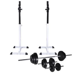 Gossi suport haltere genuflexiuni cu haltera si set gantere 30,5 kg