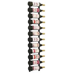 Gossi suport sticle de vin montat pe perete, 12 sticle, negru, fier