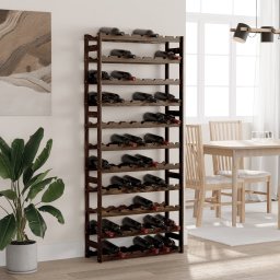 Gossi suport sticle de vin, 77 sticle, negru, lemn masiv de pin