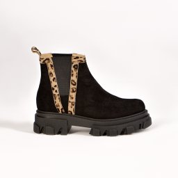 Ghete casual Dalia Black cu detalii animal print