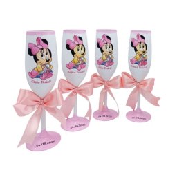 Set 4 pahare botez - Părinți și Nași, model personalizat Minnie - FEIS510016