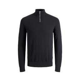 JACK & JONES Pulover Jjeemil Knit Half Zip 12189339 C-N10 black