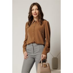 Camasa DY Fashion maro cu guler si inchidere cu nasturi