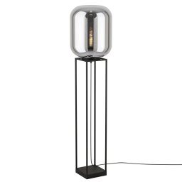 Lampadar Bulciago 39989, 1xE27, H146,5 cm, metal negru, sticla fumurie