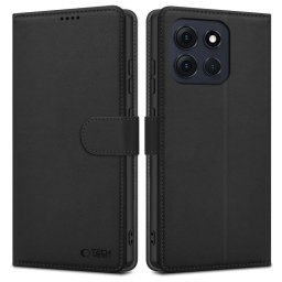 Husa Husă Tech-Protect Wallet pentru Motorola Moto G56 5G, tip portofel, neagră