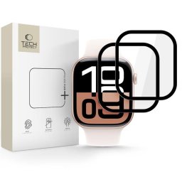 Husa Sticlă hibridă Tech-Protect Glass Flex+ pentru Apple Watch 10 / 11 42 mm, pachet 2 bucăți, neagră