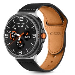 Husa Curea Tech-Protect LeatherFit pentru Samsung Galaxy Watch 8 / Classic 40 / 44 / 46 mm, piele ecologică, neagră