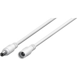 Cablu prelungitor DC 5.5/2.1 mufa - DC 5.5/2.1 soclu 5m 5A 2x0.5mm2 cupru drept alb Goobay 76676