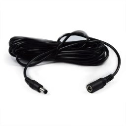 Cablu prelungitor 2x0.5mm2 DC 5.5/2.1 mufa - DC 5.5/2.1 soclu 5m 3A drept negru POS POSDC-Y-PS21-5.0