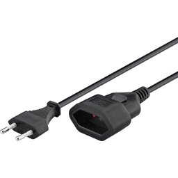 Prelungitor Euro Tip C CEE 7/16 mama-tata 2m negru 2x0.75 mm Goobay 64616