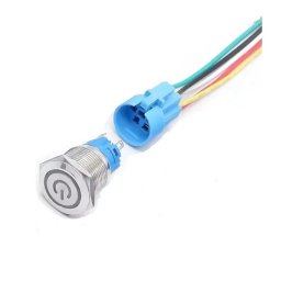 Intrerupator buton LED verde SW 4 OFF-(ON) fara retinere metal 22mm 12-24V