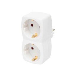 Dublu stecher distribuitor cu impamantare 2x Schuko 3680W 16A alb Home NV 22