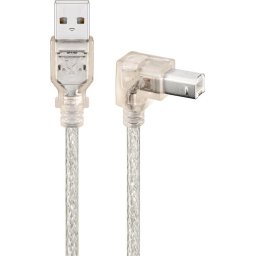 Cablu USB 2.0 HI-SPEED 0.48Gbit/s tata tip A la USB 2.0 tata tip B 90 grade imprimanta 0.5m transparent 93575 Goobay