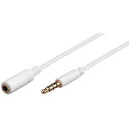 Cablu prelungitor AUX casti 4-pin JACK STEREO aurit mama-tata 1.5m AWG28 cupru alb 62361 Goobay