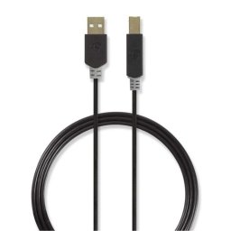 Cablu USB 2.0 A tata - USB-B tata imprimanta 3m antracit Nedis