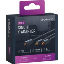 Cablu adaptor Profesional Jack 3.5 mm mama - 2x RCA tata OFC cupru 10cm dublu ecranat aurit Clicktronic 70493