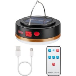 Lampa solara de camping cu LED acumulator 18650 si telecomanda IR Goobay 60344