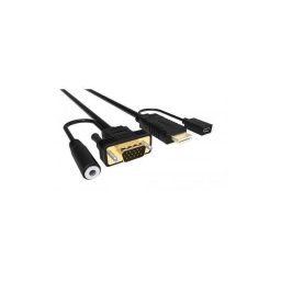 Cablu HDMI cu chip la VGA cu audio si alimentare micro USB 1.8m WELL