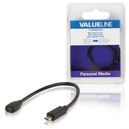 Cablu adaptor MHL mama - MHL SIII tata micro USB 11 pini 0.2m negru VALUELINE