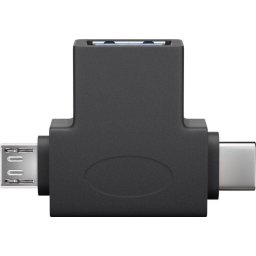 Adaptor USB 3.0 A mama la micro USB tata +USB Type C tata negru Goobay