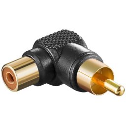 Adaptor RCA mama - RCA tata 90 negru contacte aurite Goobay