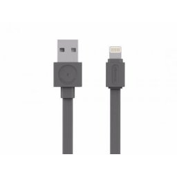 Cablu alimentare/sincronizare USB - iPhone Lighting 1.5m plat 2.4A gri Allocacoc