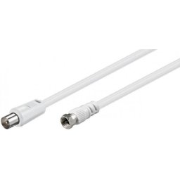 Cablu conexiune antena/ Satelit 2.5m F tata - Coaxial tata alb Goobay
