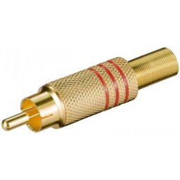 Mufa RCA tata metal inel rosu cablu 7mm Goobay