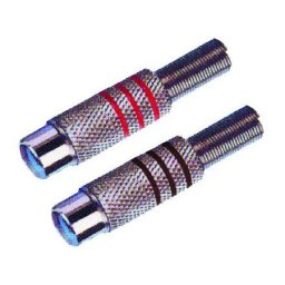 Mufa RCA mama metal nichel inel negru