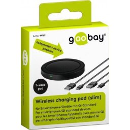 Incarcator wireless plat (S) pentru smartphone/dispozitiv compatibil Qi negru Goobay