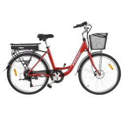 BICICLETA ELECTRICA DE ORAS, BATERIE LI-ION 36V / 11.6 AH, 250W, ROTI 26", CADRU ALUMINIU, HECHT PRIME RED