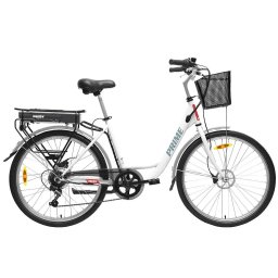 BICICLETA ELECTRICA DE ORAS, BATERIE LI-ION 36V / 11.6 AH, 250W, ROTI 26", CADRU ALUMINIU, HECHT PRIME WHITE