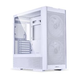 Carcasa LIAN LI LANCOOL 206 Mid Tower RGB ALB, Tempered Glass, Sloturi Expansiune 7, Drive Bays: 2x3.5" sau 1x2.5" 1x 3.5", Ventilatoare Suportate: 9 (spate: 1x120mm, sus: 3x120mm sau 2x140mm, fata: 3x120mm sau 2x140mm sau 2x160mm, invaluit in sursa: 2x12