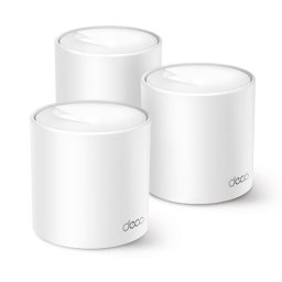 TP-Link AX3000 whole home mesh Wi-Fi 6 System, Deco X50 Pro (3-pack); Standarde Wireless: IEEE 802.11ax/ac/n/a 5 GHz, IEEE 802.11ax/n/b/g 2.4 GHz, viteza wireless: 5 GHz: 2402 Mbps (802.11ax, HE160), 2.4 GHz: 574Mbps (802.11ax), Acoperire: 4-6 dormitoare,