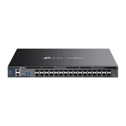 Omada 26-Port 10G Stackable L3 Managed Aggregation Switch with 6 25G Slots PORT: 26× 10G SFP+ Slots, 6× 25G SFP28 Slots, RJ45/Type C USB Console Port, Management Port, 2× USB3.0 Ports SPEC: 1U 19-inch Rack-mountable Steel Case FEATURE: Integration with Om