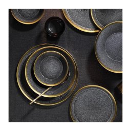 Set de masă 16 piese antracit/auriu/porțelan