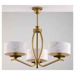 Jupiter 2109 - Lustru pe tijă KASZMIR 3xE27/15W/230V alb/auriu/decor de marmură