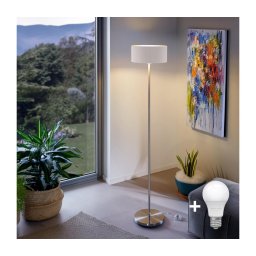 Lampadar LED TUNJA 1xE27/20W/230V Ø 30 cm crom mat/alb