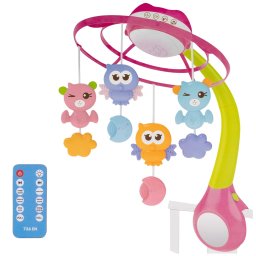 Carusel muzical cu proiectii, Bluetooth, incarcare USB, Bed Bell roz