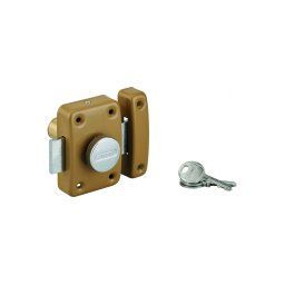 Broasca aplicata cu buton Trident pentru usa interioara, cilindru 45mm, otel, 3 chei, epoxid bronz